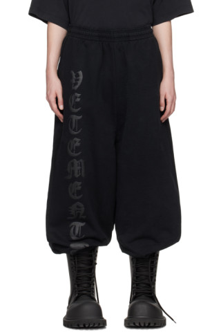 VETEMENTS: Black Anarchy Sweatpants | SSENSE