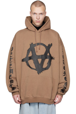Taupe Reverse Anarchy Hoodie by VETEMENTS on Sale