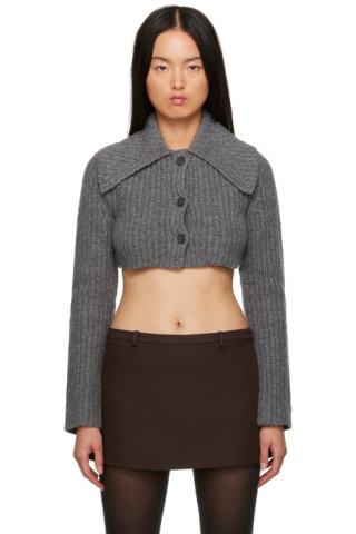 Sandy Liang: Gray Mulled Cardigan | SSENSE