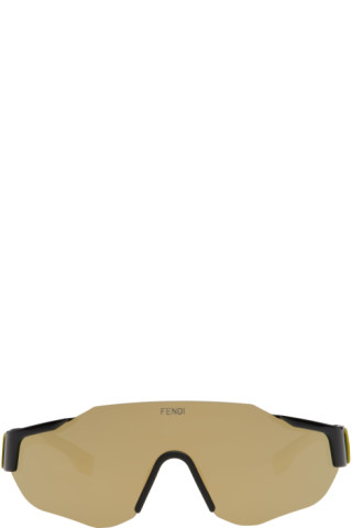 Black Sport Baguette mask-frame acetate sunglasses, Fendi