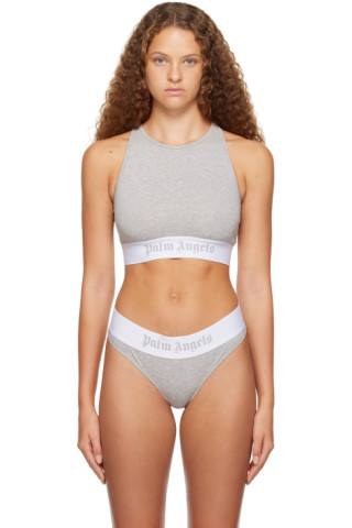 Gray Classic Sport Bra by Palm Angels on Sale