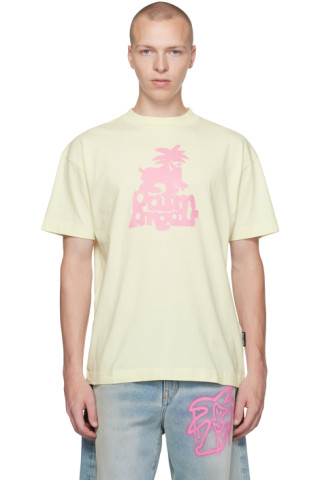 Palm Angels: Yellow Leon T-Shirt | SSENSE