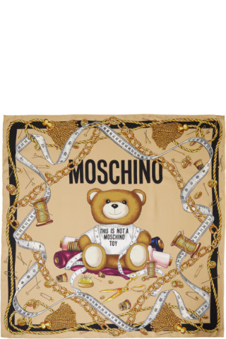Moschino: Beige Sartorial Teddy Bear Scarf | SSENSE