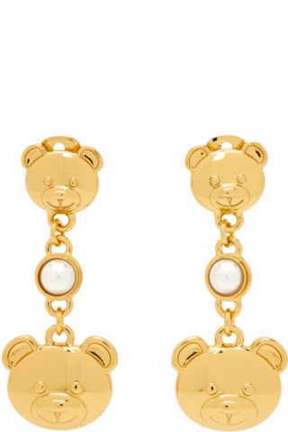 Moschino: Gold Drop Earrings | SSENSE