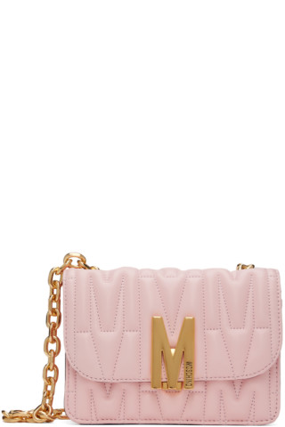 Moschino Women's M Logo Quilted Leather Shoulder Bag