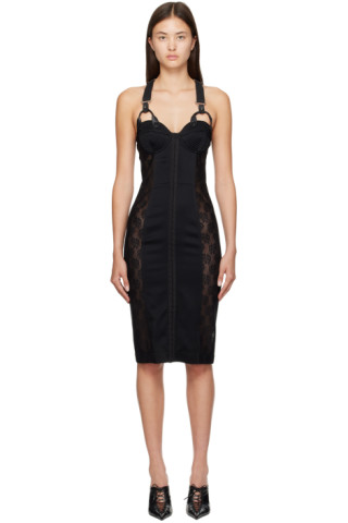 Black Floral Midi Dress by Moschino on Sale