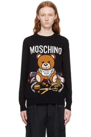 Moschino: Black Teddy Bear Sweater | SSENSE