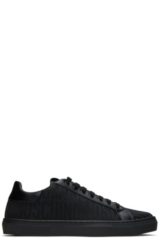 Moschino: Black Jacquard Logo Sneakers | SSENSE