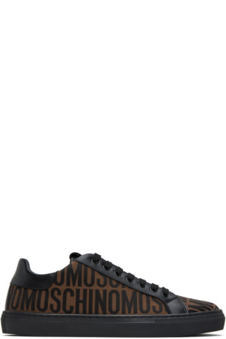 Moschino: Brown & Black Jacquard Sneakers | SSENSE Canada