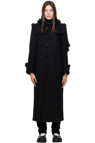 Black Long Coat by OPEN YY on Sale