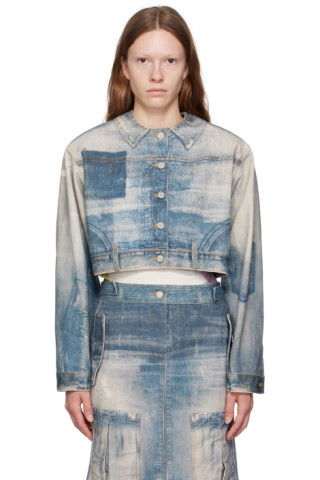 OPEN YY: Blue Jean Effect Denim Jacket | SSENSE