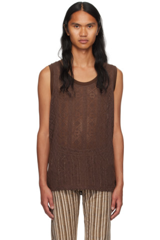 Brown Crewneck Tank Top by CMMN SWDN on Sale