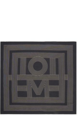 Striped monogram silk scarf black – Totême