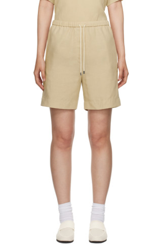 Beige Drawstring Shorts by TOTEME on Sale