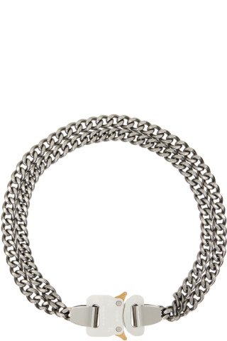 Silver 2x Chain Buckle Necklace by 1017 ALYX 9SM on Sale