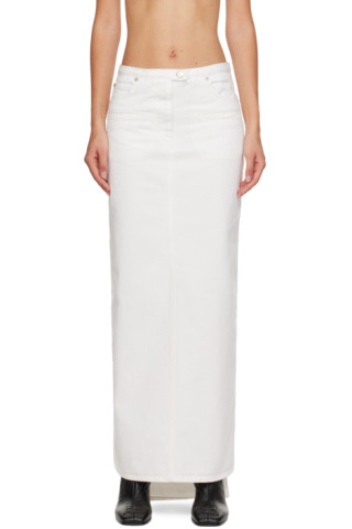 White Seven-Pocket Denim Maxi Skirt by Courrèges on Sale