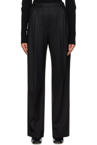 Victoria Beckham: Black Wide-Leg Trousers | SSENSE