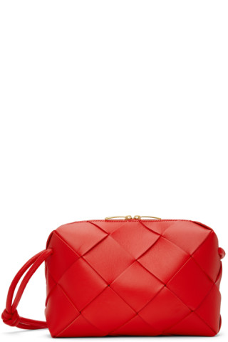 Bottega Veneta レッド スモール Cassette カメラバッグ Bottega Veneta: Red Small Cassette Camera Bag | SSENSE