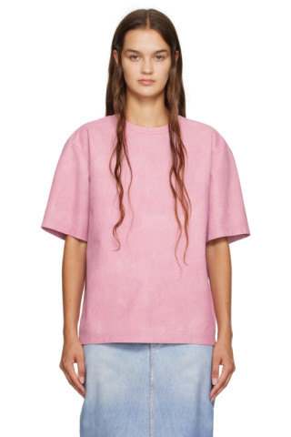 【関税込み】Bottega Veneta ピンク レザー プリントTシャツ 232798F110001_1.jpg