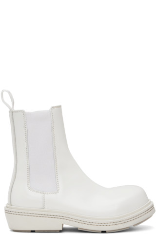 Bottega Veneta: White Fireman Chelsea Boots | SSENSE