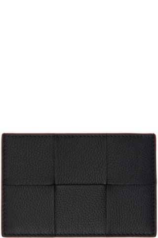 コインケース・小銭入れ BOTTEGA VENETA Cassette Credit Card Card Holder Black 742693 Bottega Veneta: Black Cassette Credit Card Holder | SSENSE