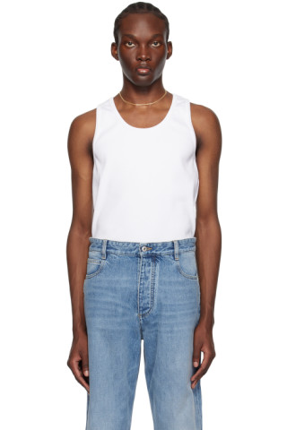 Bottega Veneta: White Rib Tank Top | SSENSE
