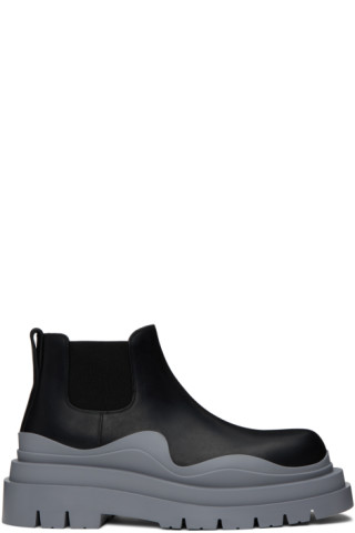 Bottega Veneta: Black & Gray Tire Chelsea Boots | SSENSE