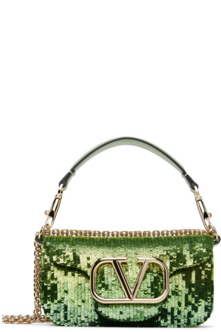 Valentino Garavani Locò Small Shoulder Bag In Calfskin in Green