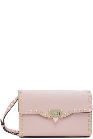 Valentino Garavani: Pink Small Rockstud Crossbody Bag