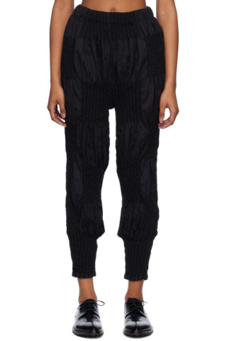 Pleats Please Issey Miyake Lightweight Pleated Balloon Trousers in Black