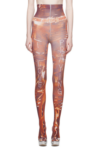 Orange Trompe L'œil Tights by Praying on Sale