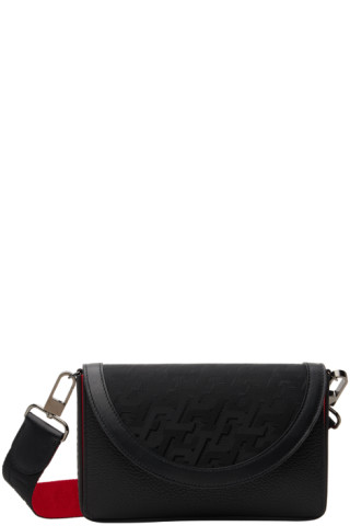 CHRISTIAN LOUBOUTIN: Explorafunk wallet bag in grained leather with Spikes  - Black