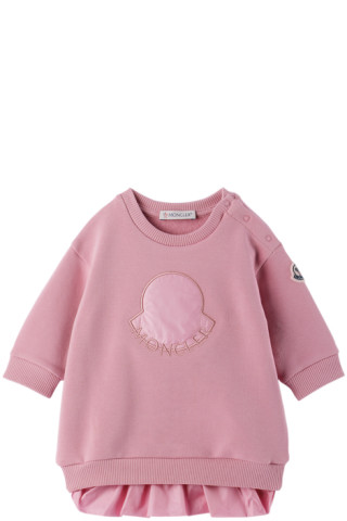 Baby Pink Crewneck Dress by Moncler Enfant | SSENSE