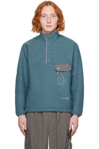 Blue Embroidered Sweatshirt by and wander on Sale