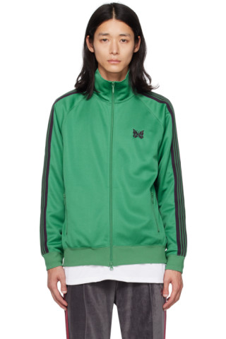 Green Embroidered Track Jacket by NEEDLES on Sale