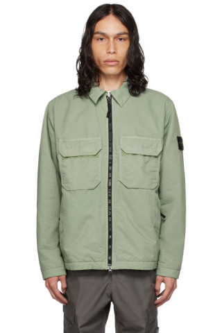 Green Opaque Jacket by Stone Island on Sale