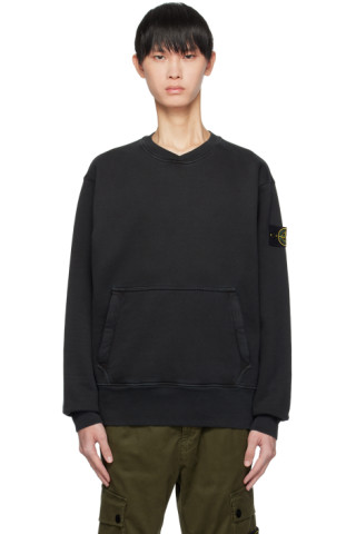 《極美品》STONE ISLAND ガーメントダイ　スウェットシャツ　L 黒ピョン吉ストーンアイランド