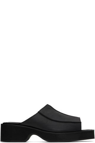 【関税込み】Eckhaus Latta ブラック Frame ミュール Eckhaus Latta: ブラック Frame ミュール | SSENSE 日本
