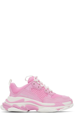 Balenciaga Kids - Kids Pink & White Triple S Sneakers