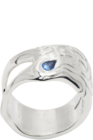 Silver Drip Tide Ring by octi on Sale