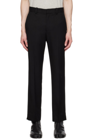 Black Slit Trousers by Solid Homme on Sale