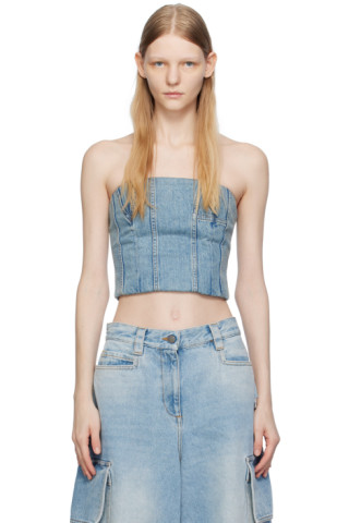 Blue MA Denim Bustier by AMIRI on Sale