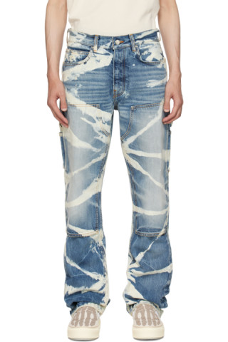 Amiri Jacquard Straight-Leg Carpenter Jeans - Blue