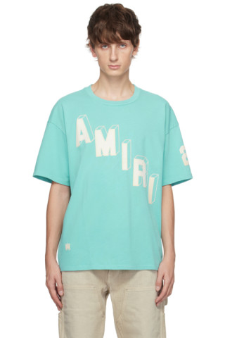 AMIRI: Blue Hockey Skater T-Shirt | SSENSE