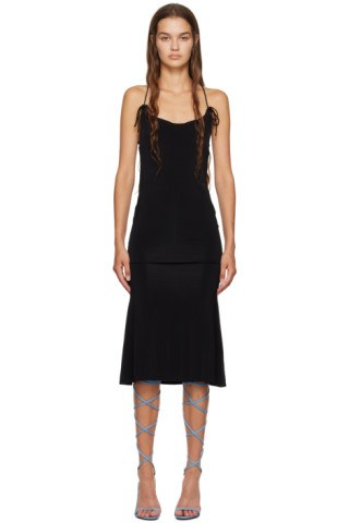 GUIZIO: Black Slinky Maxi Dress | SSENSE