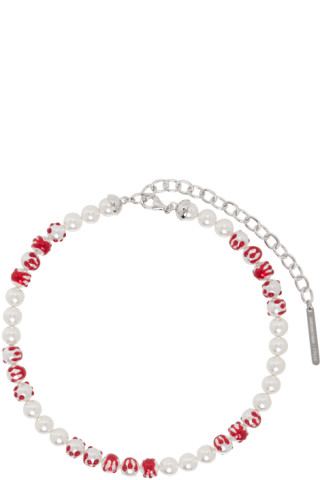 SSENSE Exclusive White YVMIN Edition Big Pearl Blood Necklace by SHUSHU ...