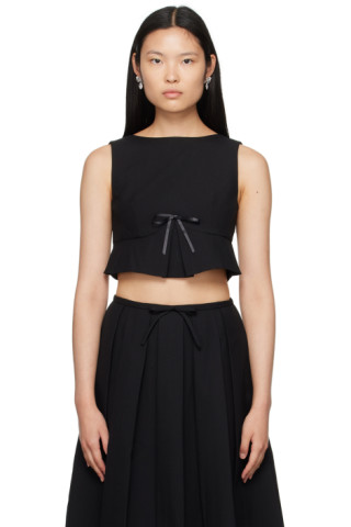 Black Cropped Tank Top by SHUSHU/TONG on Sale