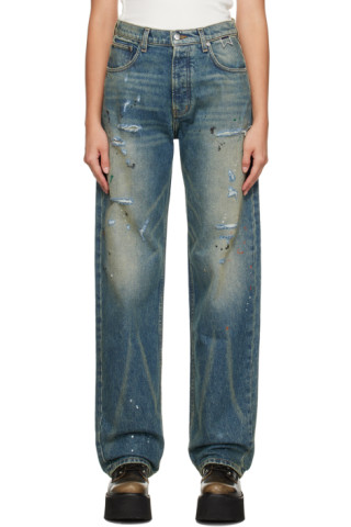 Rhude: Indigo Wide-Leg Jeans | SSENSE