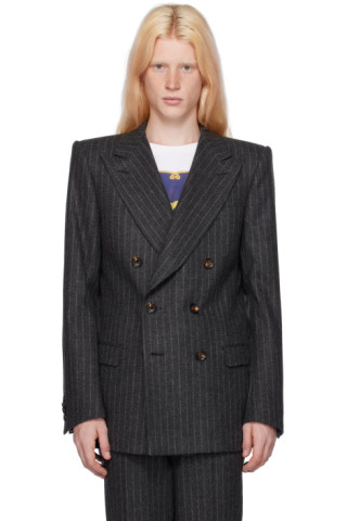 Gray Pinstripe Blazer by Bally on Sale
