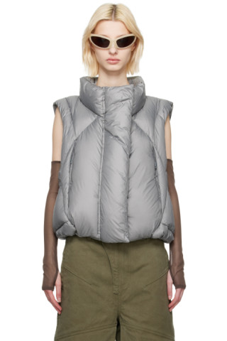 SSENSE Exclusive Gray Grid Down Vest by Entire Studios on Sale